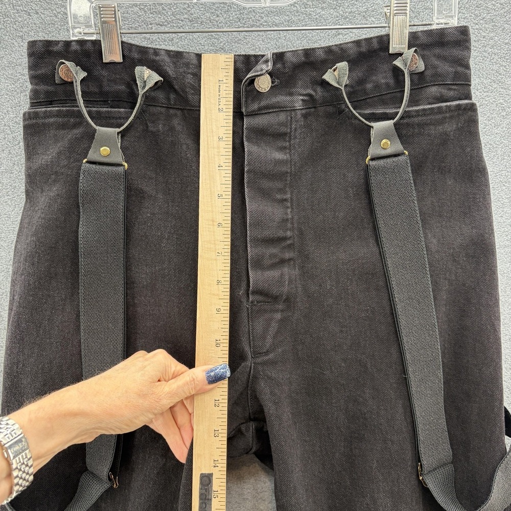 VTG Wah Maker Jeans Mens 34x36 Black Denim Suspenders Buckle Back Western - Picture 6 of 13